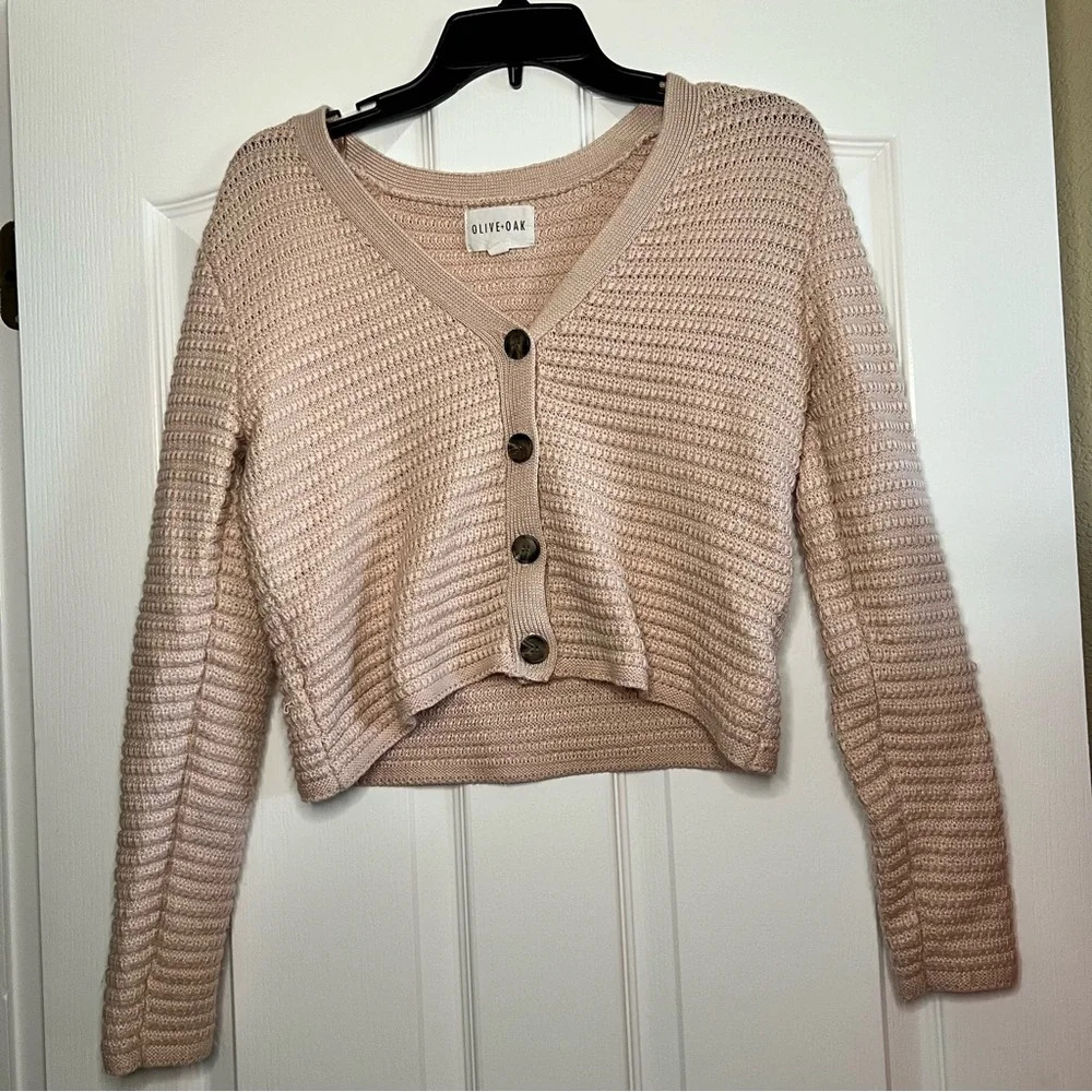 Olive & Oak Womens V-Neck Button Down Knit Sweater Size Small